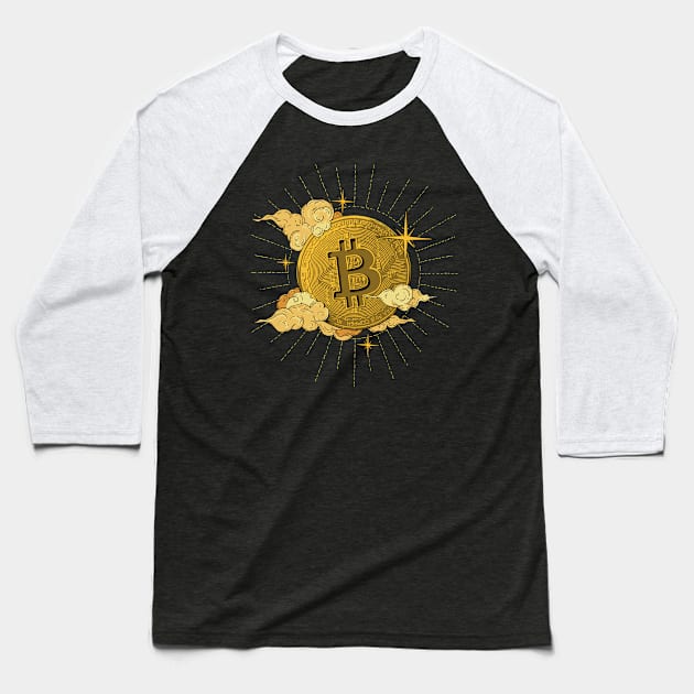 Bitcoin Currency in the moon Baseball T-Shirt by witart.id